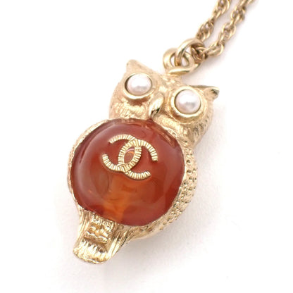 Chanel Owl Pendant Necklace Gold Plated, Gold, Gold Plated, Necklace