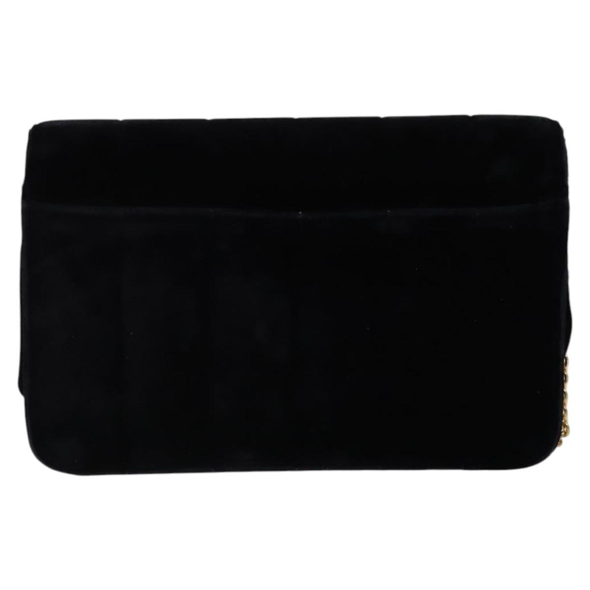 Chanel Wallet on Chain Quilted Velvet, BLACK, VELVET, Shoulder bag