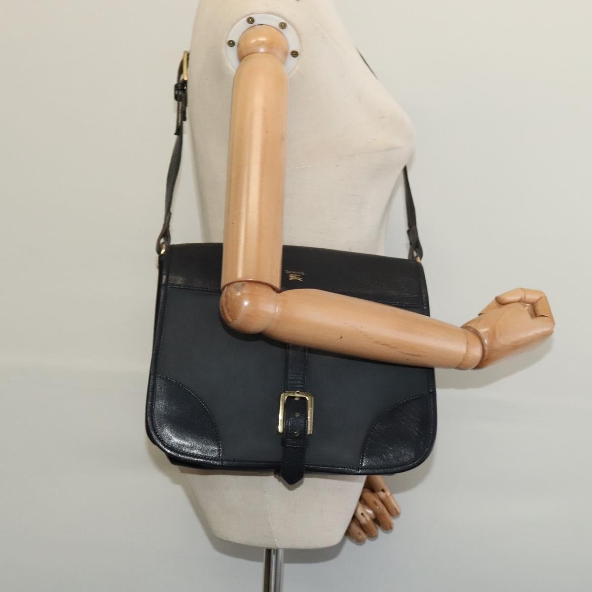 Burberry Flap Shoulder Bag Leather, NAVY, LEATHER, Shoulder bag