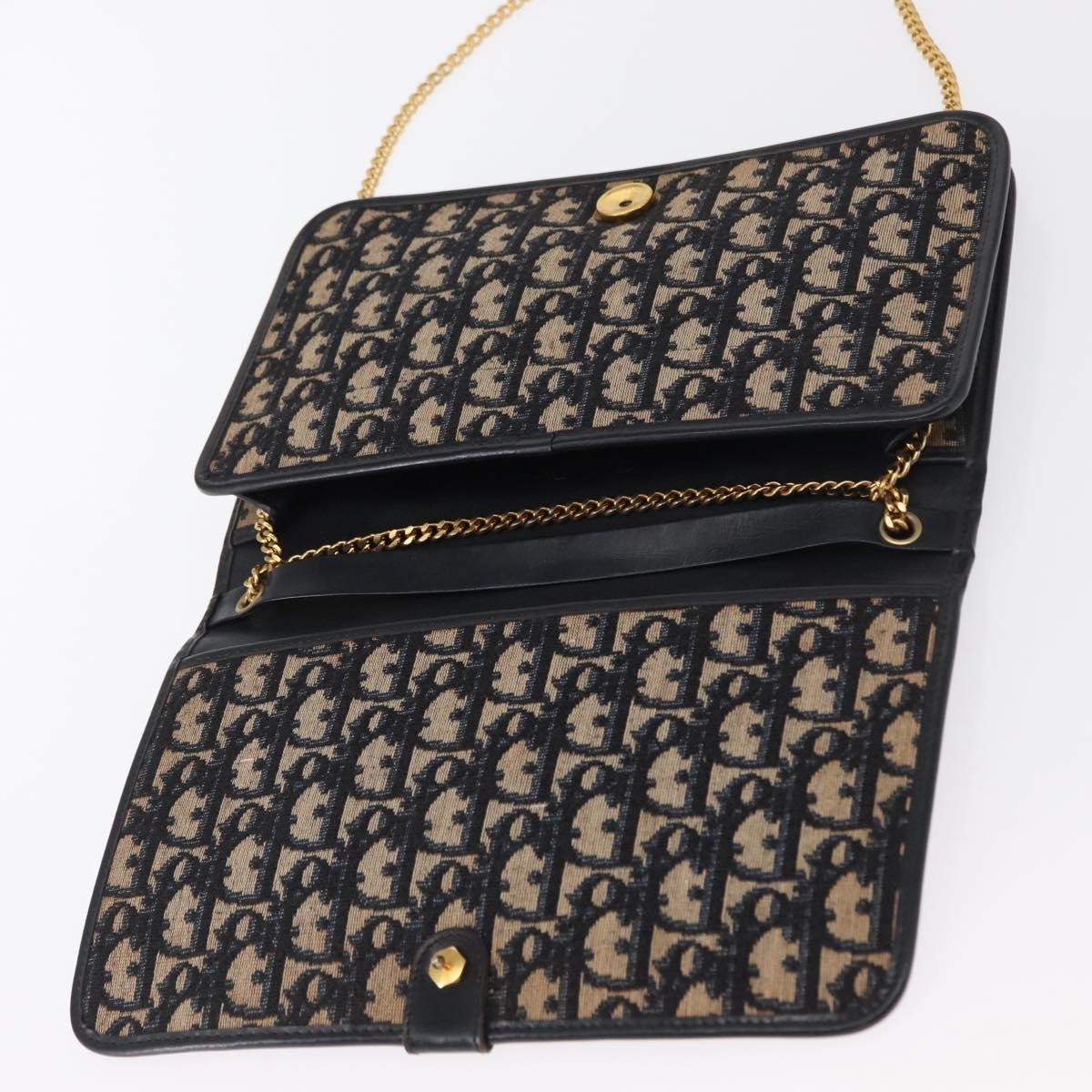 Christian Dior Vintage Trotter Shoulder Bag Canvas, NAVY, CANVAS, Shoulder bag
