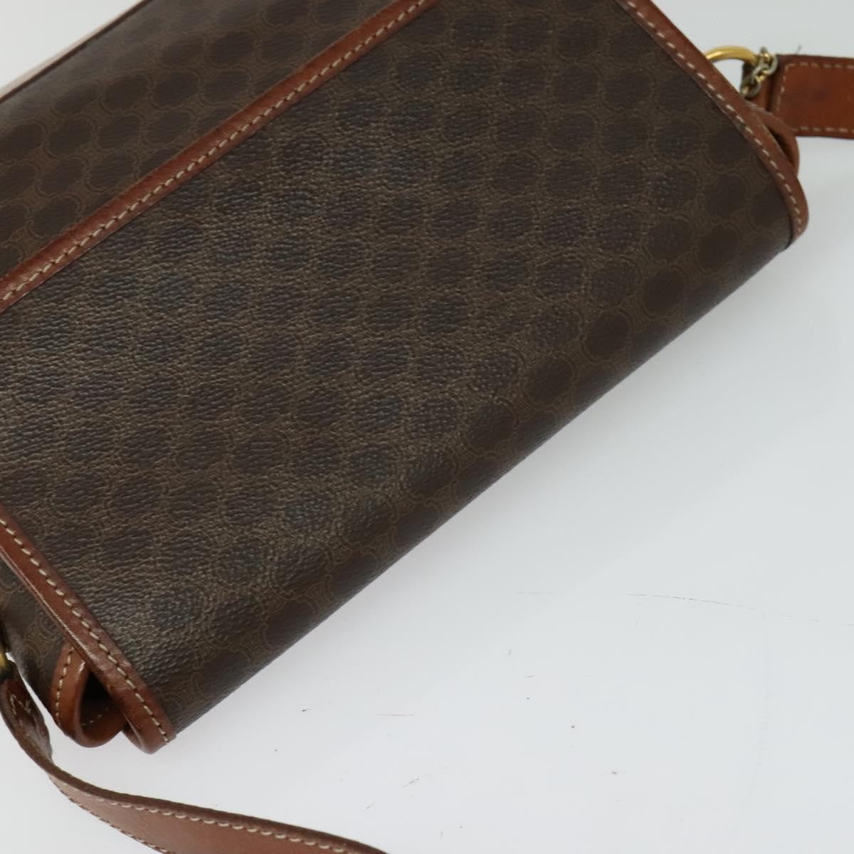 Celine Vintage Macadam Shoulder Bag Canvas and Leather, BROWN, CANVAS, Shoulder bag