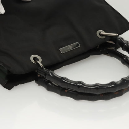 Gucci Vintage Bamboo Handle Tote Nylon, BLACK, NYLON, Tote bag