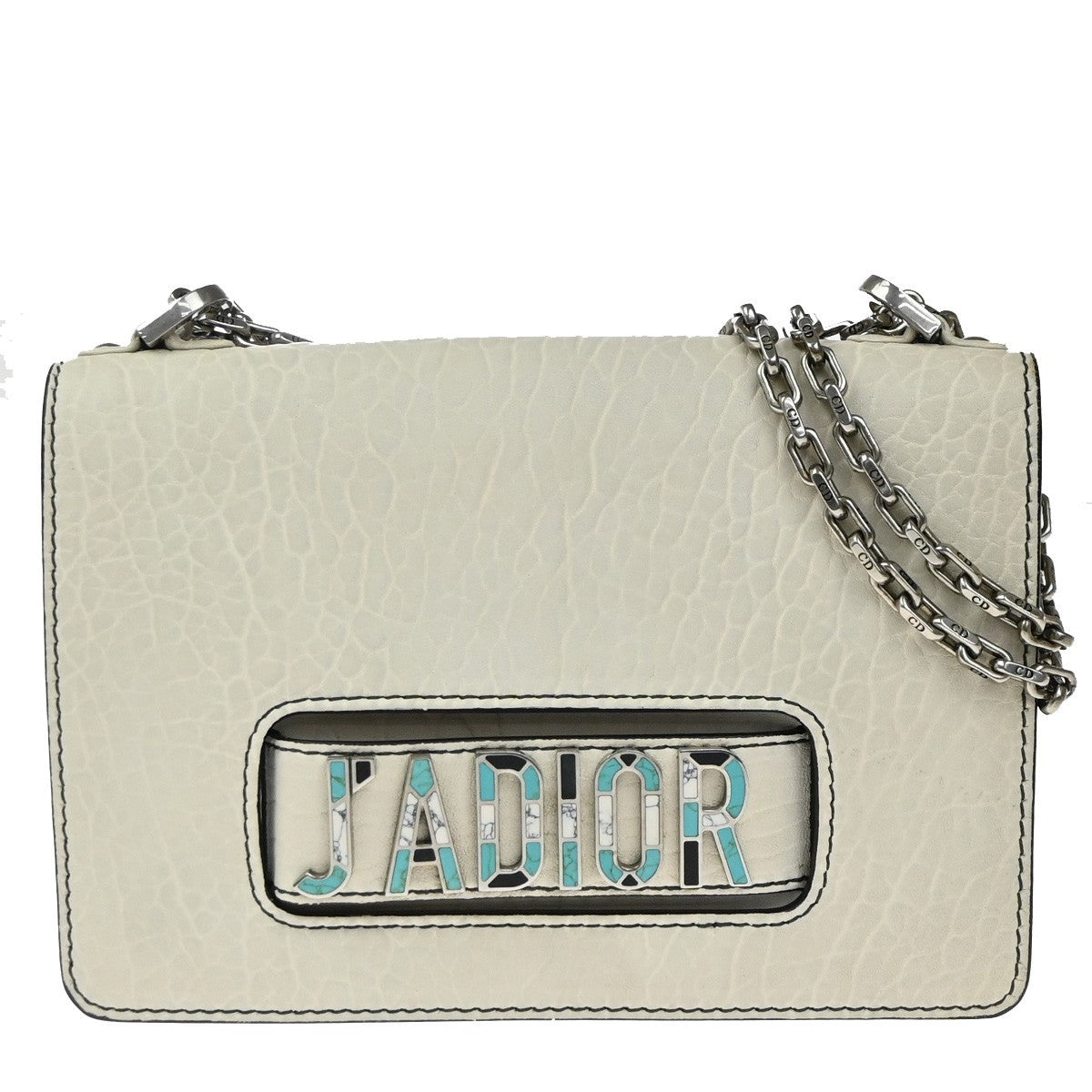 Christian Dior J'Adior Flap Bag Canyon Grained Lambskin with Mosaic Detail, White, Leather, Shoulder Bag