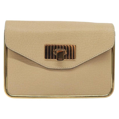 Chloe Sally Shoulder Bag Leather, BEIGE, LEATHER, Shoulder bag
