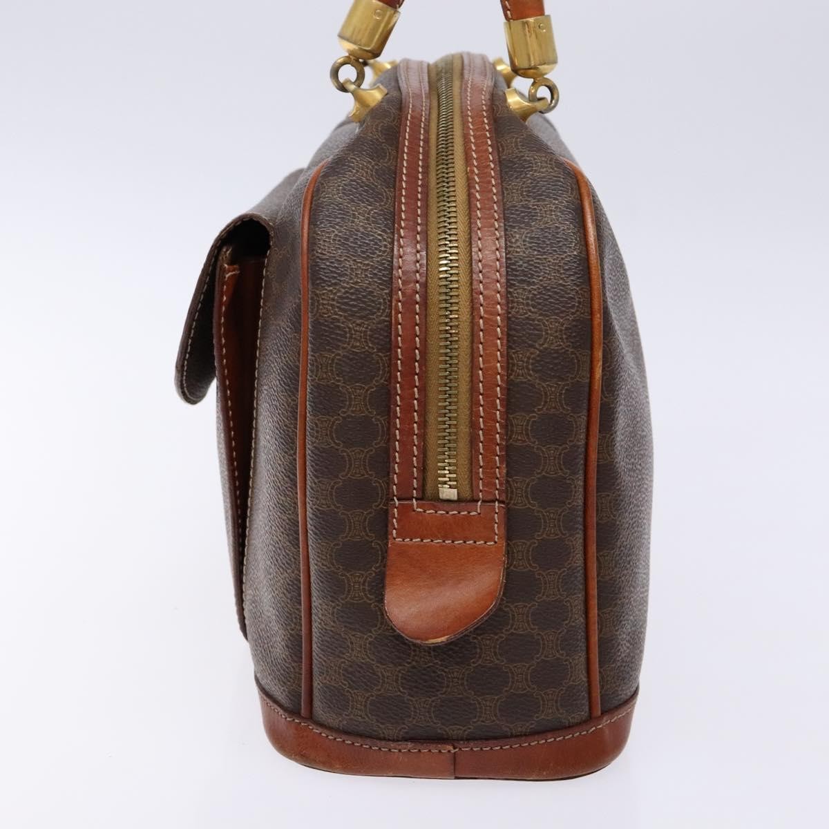 Celine Macadam Handbag Macadam with leather, BROWN, CANVAS, Handbag