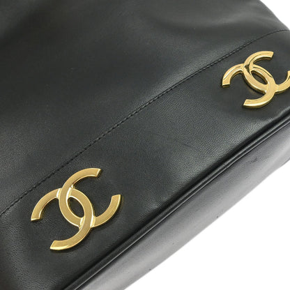 Chanel Vintage CC Bucket Shoulder Bag Leather, BLACK, LEATHER, Shoulder bag