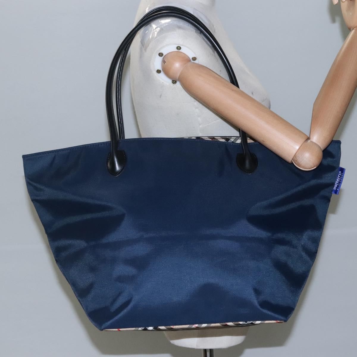 Burberry Nova Check Tote Nylon, NAVY, NYLON, Tote bag