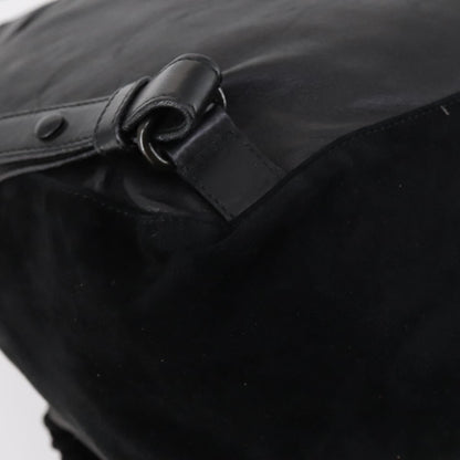 Prada Vela Double Front Pocket Backpack Leather, BLACK, LEATHER, Backpack