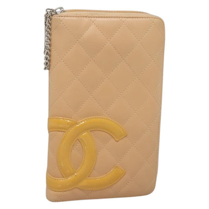 Chanel Cambon Zip Around Organizer Wallet Quilted Lambskin, ORANGE, LEATHER, Wallets