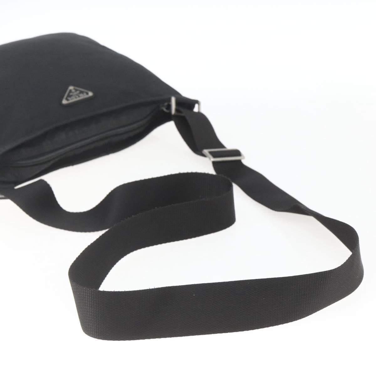 Prada Zip Top Messenger Bag Tessuto, BLACK, NYLON, Shoulder bag