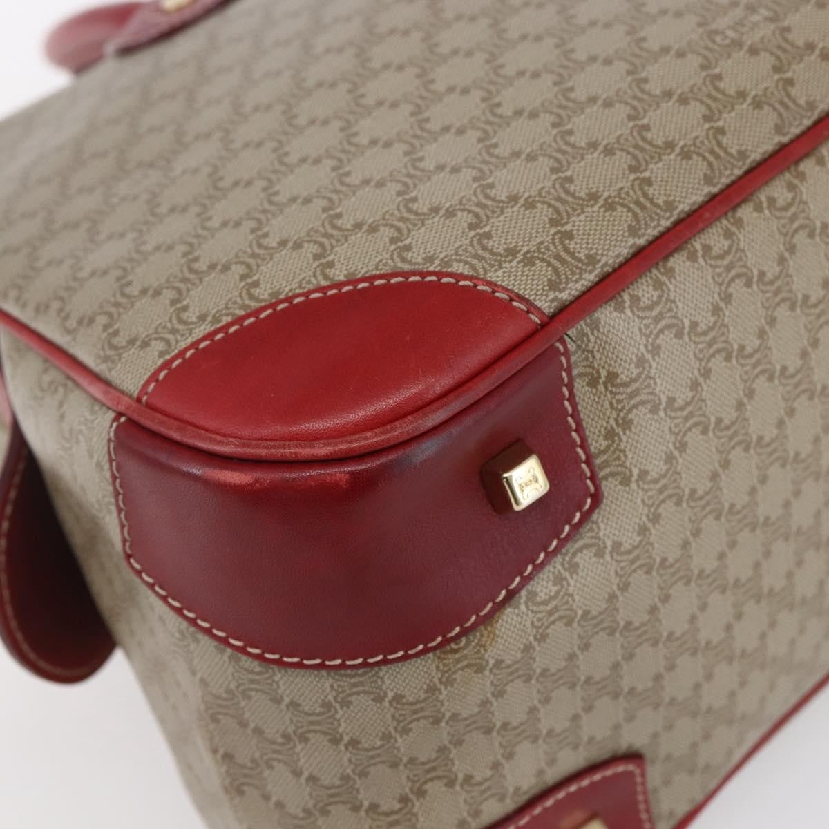 Celine Vintage Macadam Handbag Canvas and Leather, BEIGE, PVC, Handbag