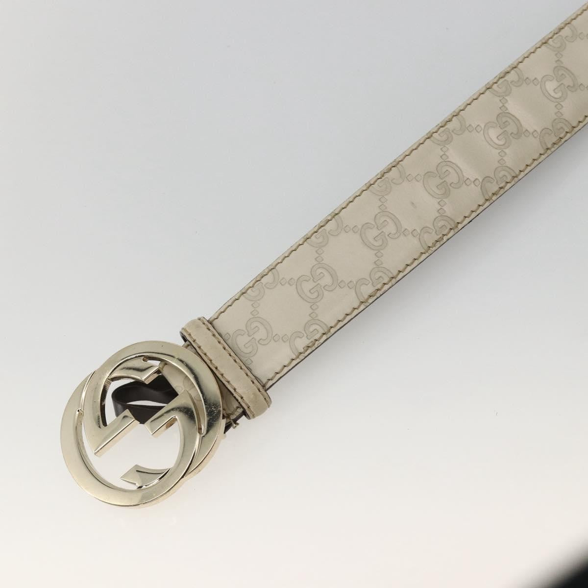 Gucci Vintage Interlocking G Reversible Belt Leather, White, Leather, Belt