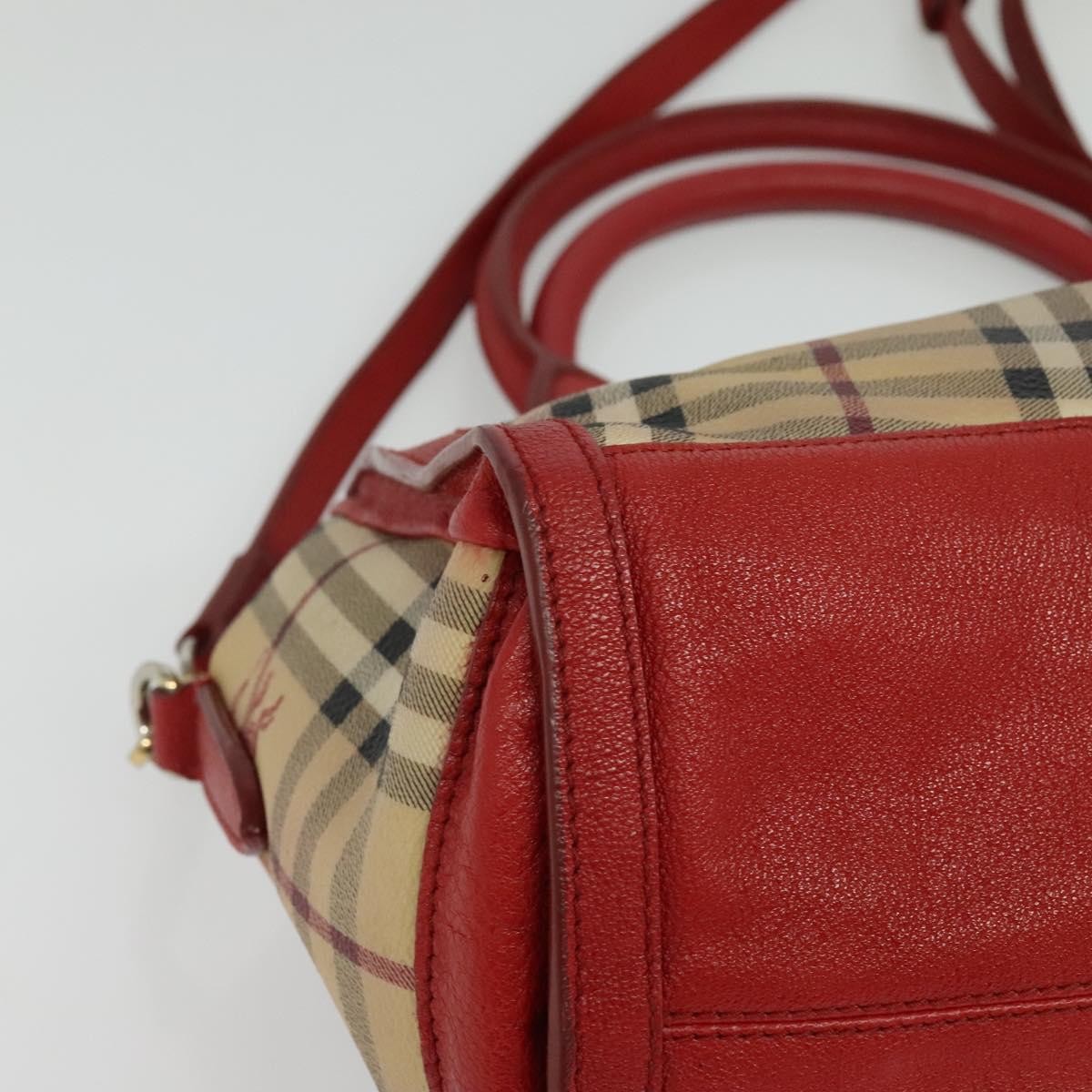 Burberry Pilgrim Satchel Haymarket Coated Canvas, BEIGE, CANVAS, Handbag