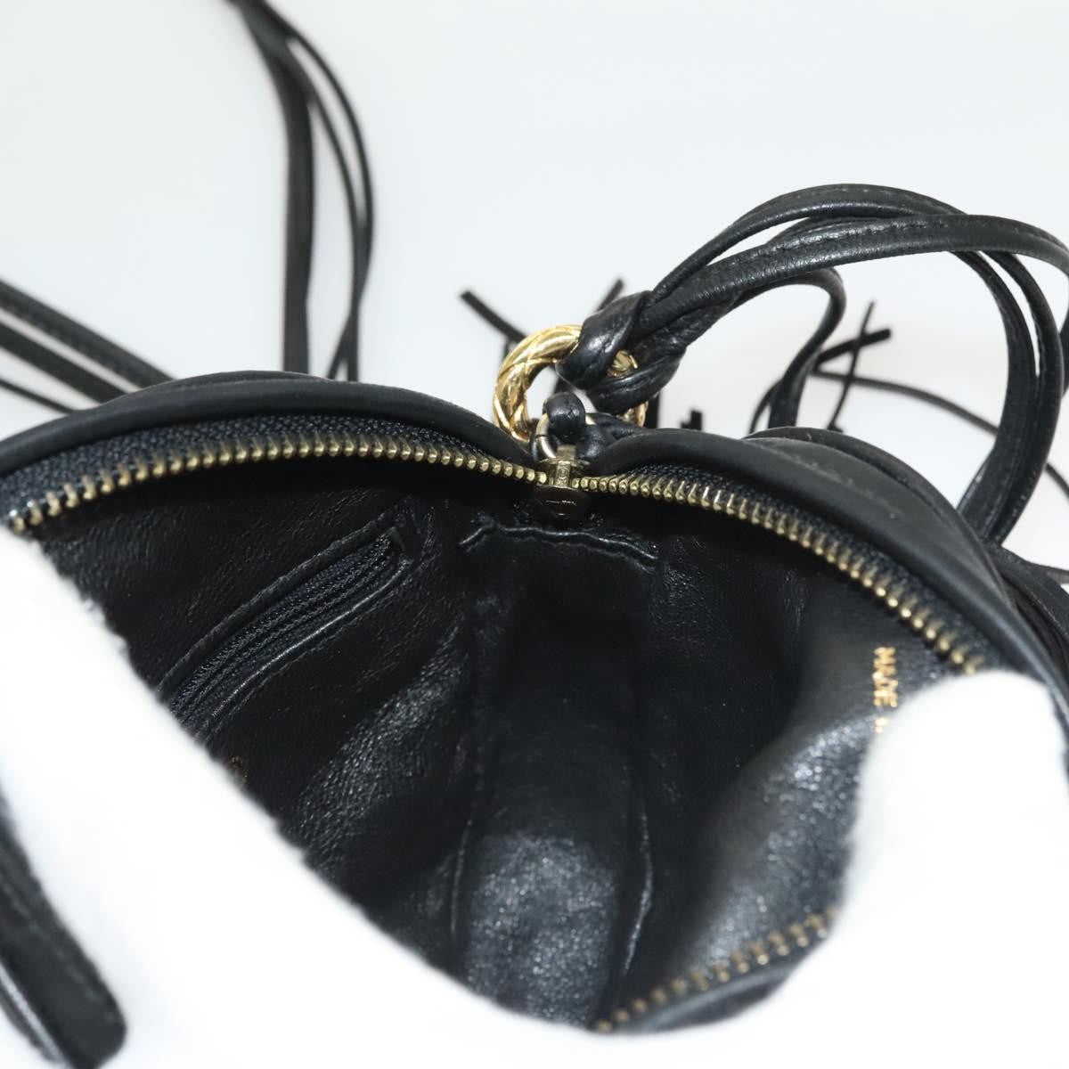 Chanel Vintage Round Tassel Crossbody Bag Quilted Satin, BLACK, SATIN, Shoulder bag
