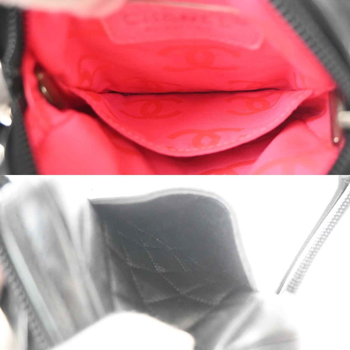 Chanel Cambon Pochette Quilted Leather, Black, Leather, Shoulder Bag