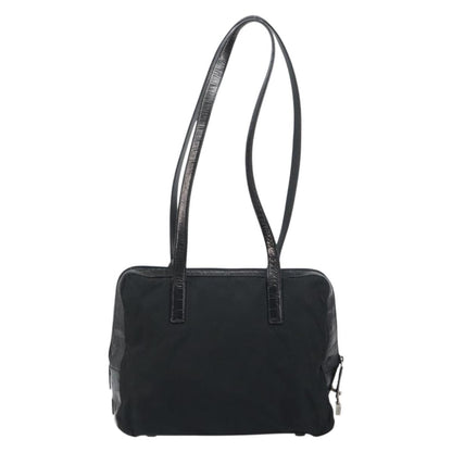 Prada Vintage Shoulder Bag Nylon and Leather, BLACK, NYLON, Shoulder bag