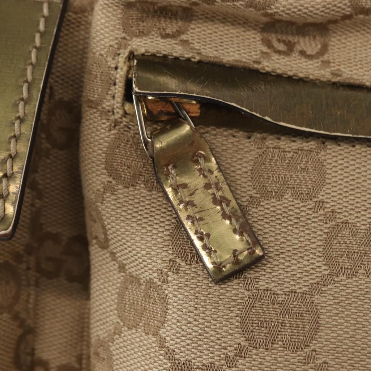 Gucci Vintage Double Belt Bag GG Canvas with Leather, BEIGE, CANVAS, Shoulder bag