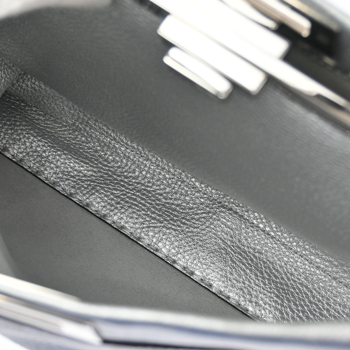 Fendi Selleria Peekaboo Bag Rigid Leather, SILVER, LEATHER, Handbag
