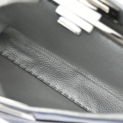 Fendi Selleria Peekaboo Bag Rigid Leather, SILVER, LEATHER, Handbag