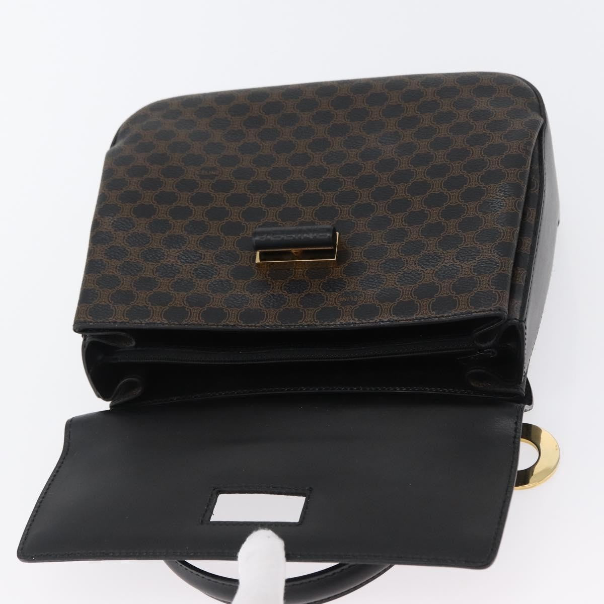 Celine Vintage Convertible Top Handle Bag Macadam Coated Canvas, Black, Canvas, Handbag