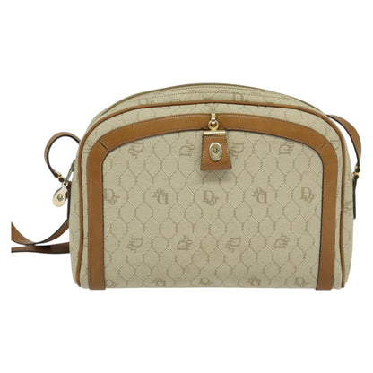 Christian Dior Vintage Honeycomb Shoulder Bag Canvas, BEIGE, CANVAS, Shoulder bag