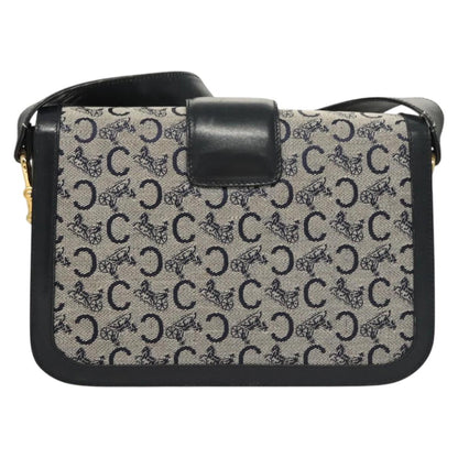Celine C Sulky Shoulder bag Canvas and Leather, NAVY, CANVAS, Shoulder bag