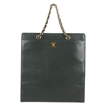 Chanel Vintage CC Lock Pocket Chain Tote Caviar, GREEN, LEATHER, Handbag