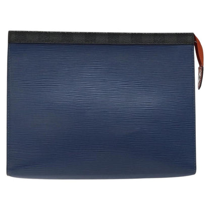 Louis Vuitton Pochette Voyage Epi Leather with Damier Graphite, BLUE, LEATHER, Clutche & pouche