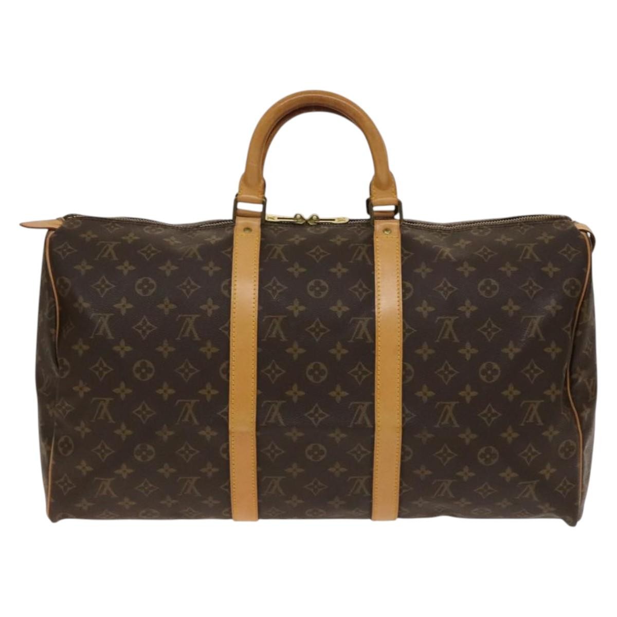 Louis Vuitton Keepall Bag Monogram Canvas, BROWN, CANVAS, Travel bag