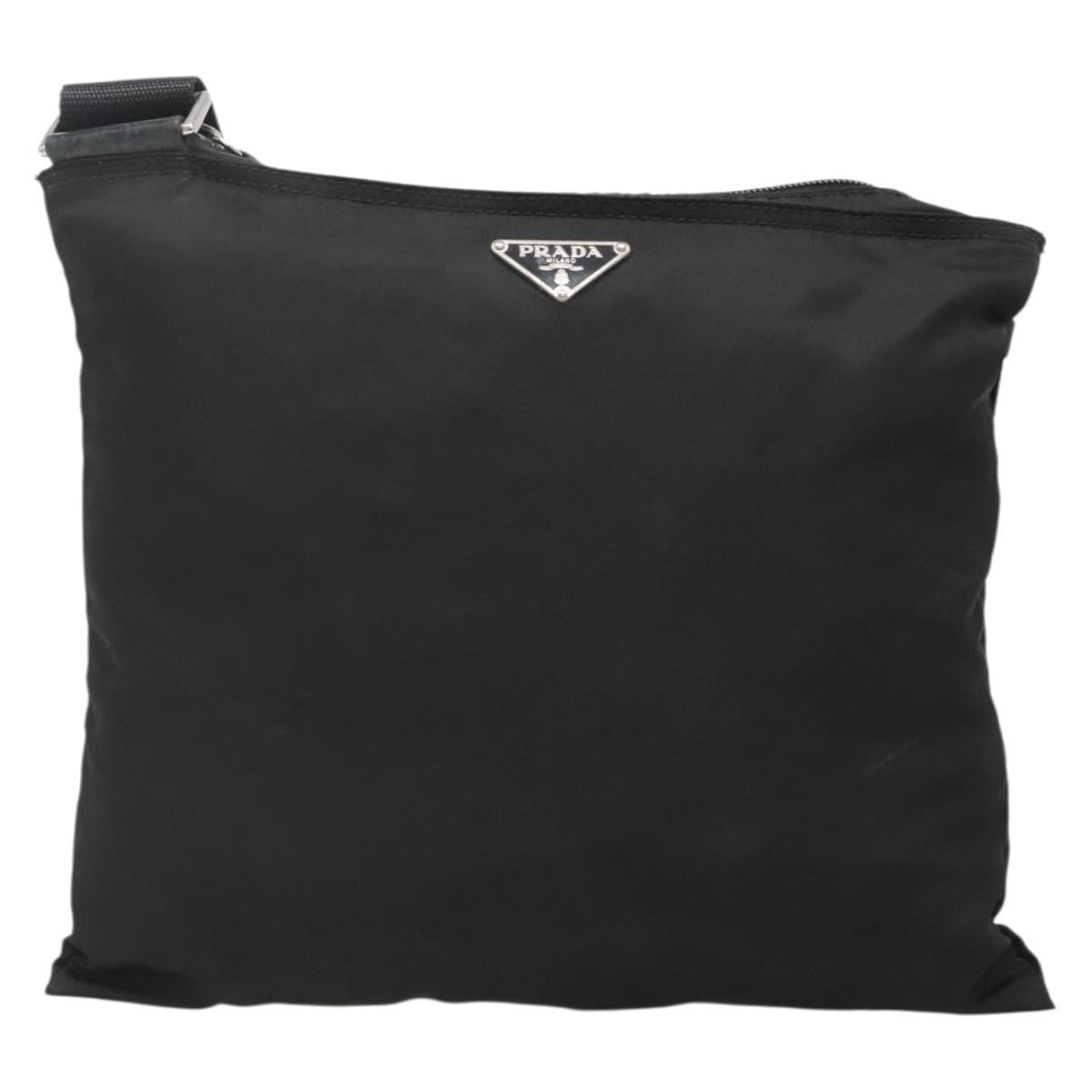 Prada Flat Messenger Bag Tessuto, Black, Nylon, Shoulder Bag