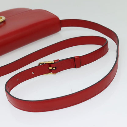 Celine Vintage Triomphe Shoulder Bag Leather, RED, LEATHER, Shoulder bag