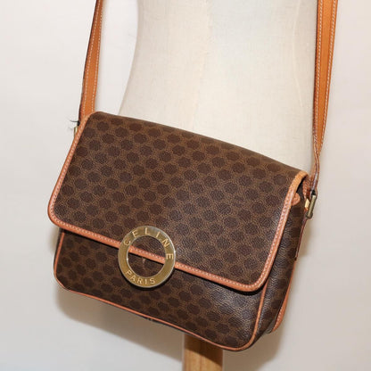 Celine Macadam Shoulder Bag Canvas, BROWN, PVC, Shoulder bag