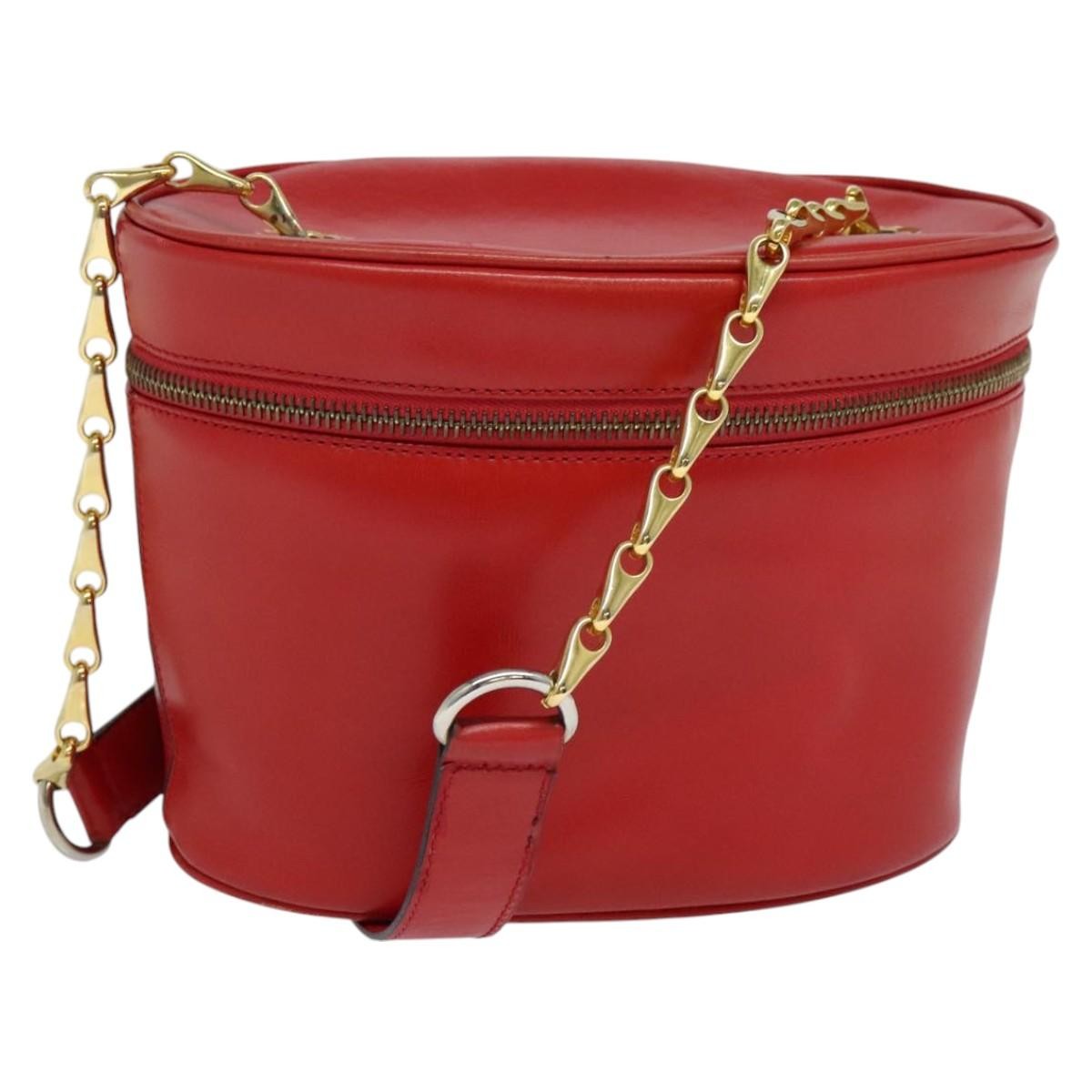 Celine Vanity bag Leather, RED, LEATHER, Shoulder bag