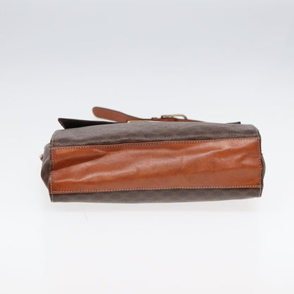 Celine Vintage Macadam Circle Logo Shoulder Bag Canvas and Leather, BROWN, CANVAS, Shoulder bag