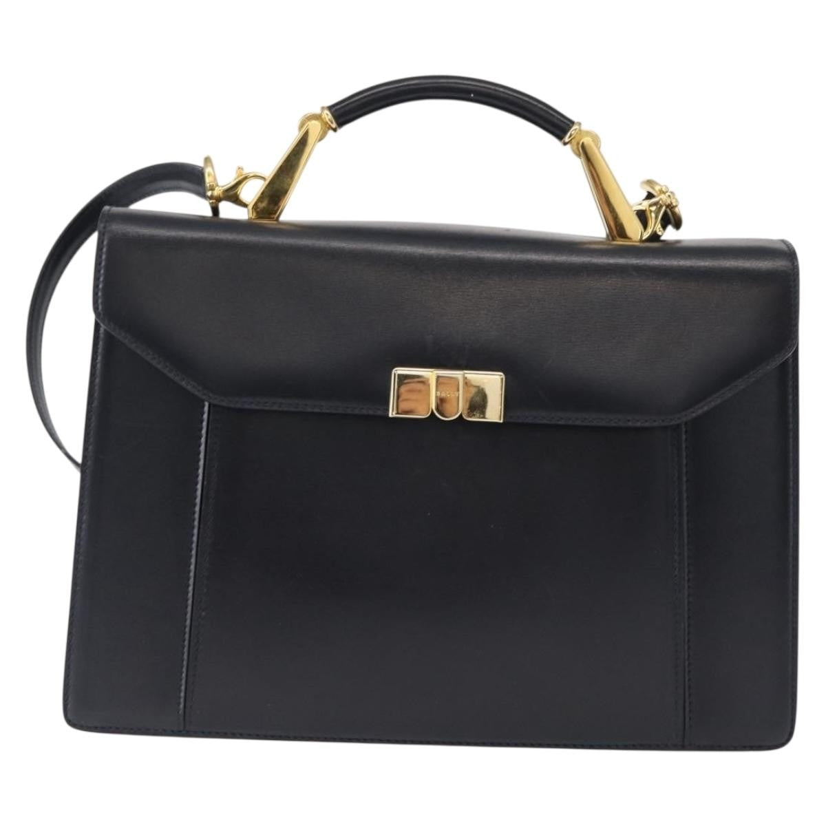 Bally Vintage Handbag Leather, Navy, Leather, Handbag