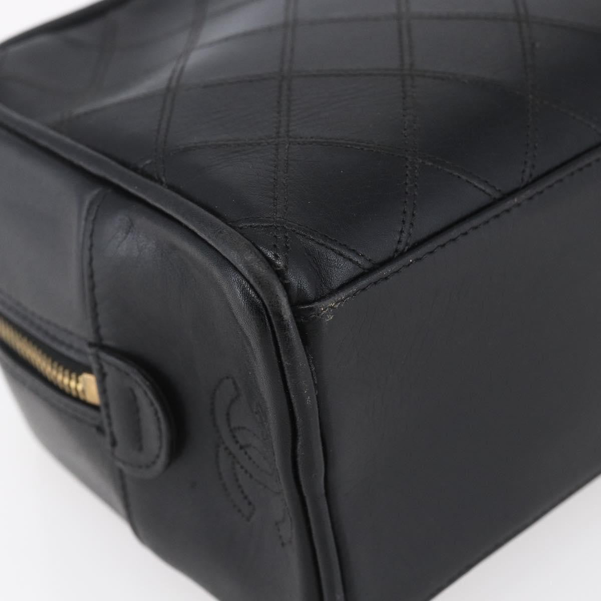 Chanel Vintage Toiletry Pouch Leather, Black, Patent Leather, Clutch