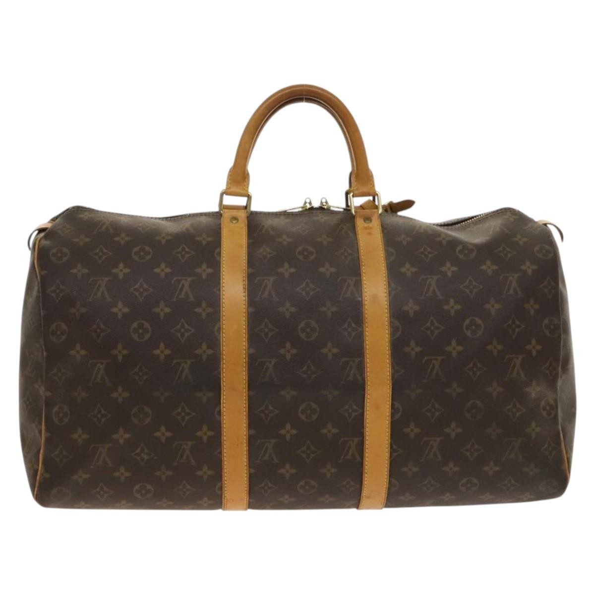 Louis Vuitton Keepall Bag Monogram Canvas, BROWN, CANVAS, Travel bag