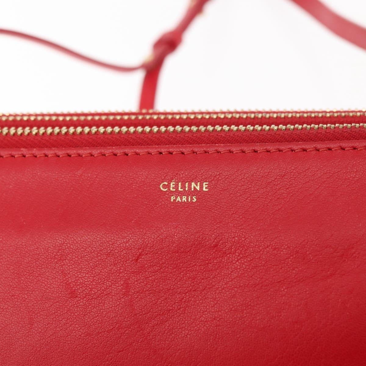 Celine Trio Crossbody Bag Leather, RED, LEATHER, Crossbody bag