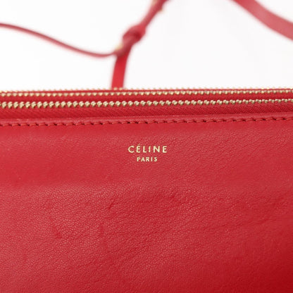 Celine Trio Crossbody Bag Leather, RED, LEATHER, Crossbody bag