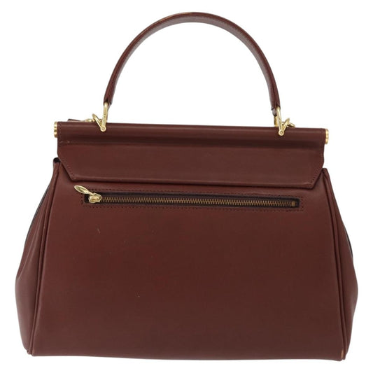 Valentino Garavani Vintage Handbag Leather, BURGUNDY, LEATHER, Handbag