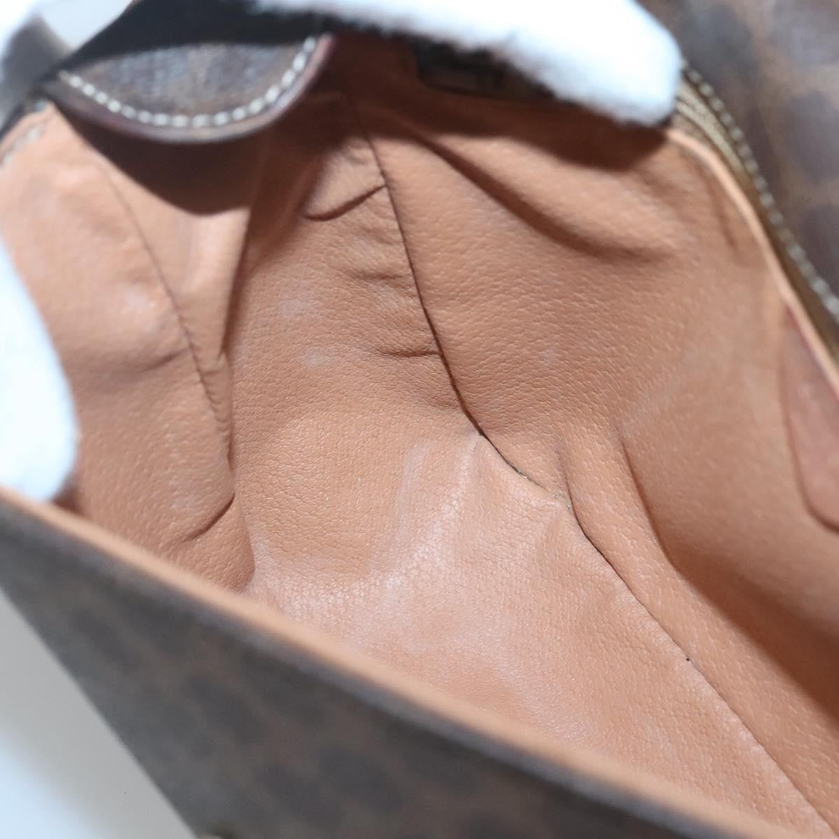 Celine Vintage Macadam Circle Logo Shoulder Bag Canvas and Leather, Brown, Canvas, Shoulder Bag