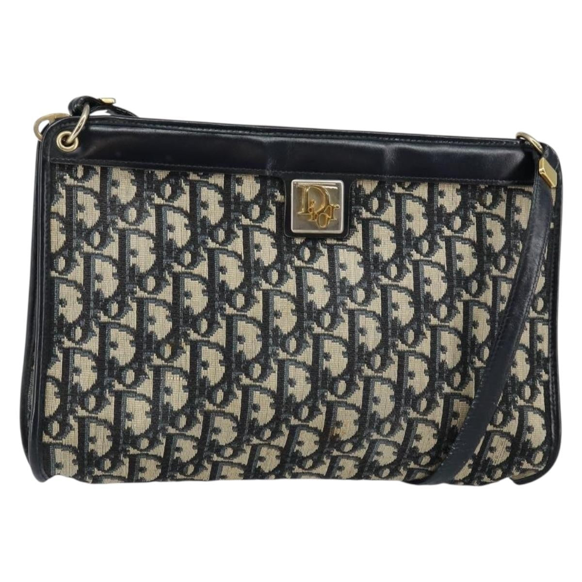 Christian Dior Vintage Trotter Shoulder Bag Canvas, NAVY, CANVAS, Shoulder bag
