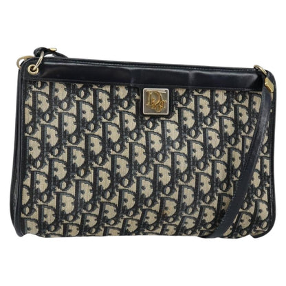 Christian Dior Vintage Trotter Shoulder Bag Canvas, NAVY, CANVAS, Shoulder bag