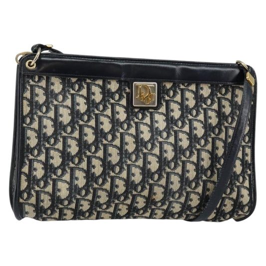 Christian Dior Vintage Trotter Shoulder Bag Canvas, NAVY, CANVAS, Shoulder bag
