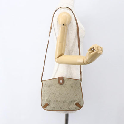 Christian Dior Vintage Honeycomb Shoulder Bag Canvas and Leather, BEIGE, CANVAS, Shoulder bag