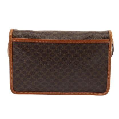 Celine Vintage Macadam Circle Logo Shoulder Bag Canvas and Leather, BROWN, CANVAS, Shoulder bag