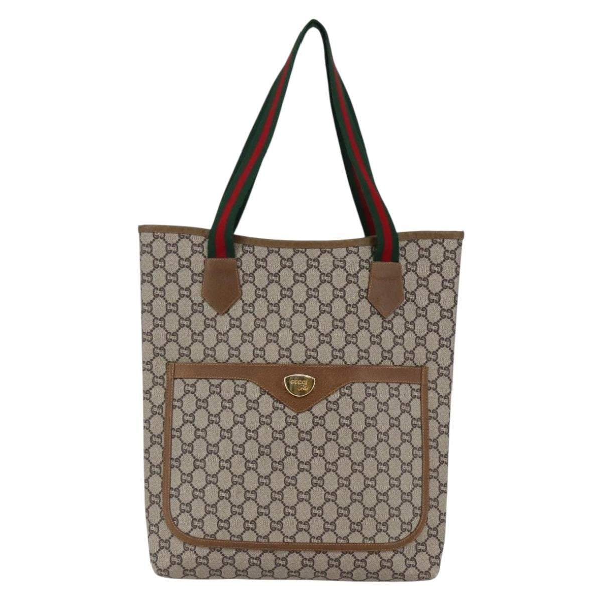 Gucci Vintage Web Strap Tote GG Coated Canvas, BEIGE, CANVAS, Tote bag