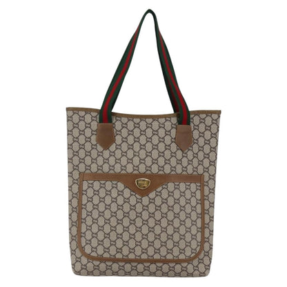 Gucci Vintage Web Strap Tote GG Coated Canvas, BEIGE, CANVAS, Tote bag