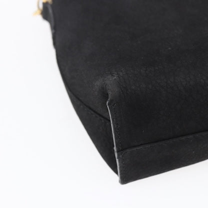 Celine Circle Logo Shoulder Bag Leather, BLACK, LEATHER, Shoulder bag