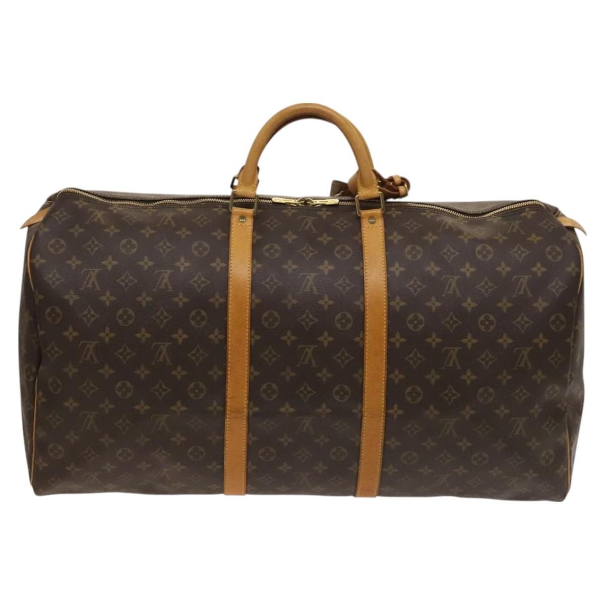 Louis Vuitton Keepall Bag Monogram Canvas, BROWN, CANVAS, Travel bag